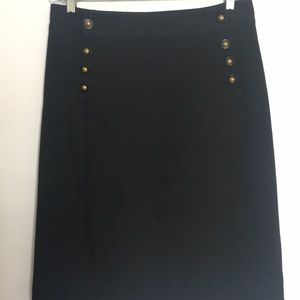 Tory Burch knee high skirt Gold Buttons military L